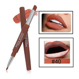 MISS ROSE 1Pcs 2 In 1 Double Ends Lip Liner Pencil Waterproof Matte Lipstick Set Long Lasting Sexy Color Lip Liner Makeup TSLM2