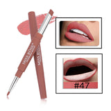 MISS ROSE 1Pcs 2 In 1 Double Ends Lip Liner Pencil Waterproof Matte Lipstick Set Long Lasting Sexy Color Lip Liner Makeup TSLM2