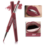 MISS ROSE 1Pcs 2 In 1 Double Ends Lip Liner Pencil Waterproof Matte Lipstick Set Long Lasting Sexy Color Lip Liner Makeup TSLM2