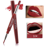 MISS ROSE 1Pcs 2 In 1 Double Ends Lip Liner Pencil Waterproof Matte Lipstick Set Long Lasting Sexy Color Lip Liner Makeup TSLM2