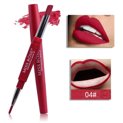 MISS ROSE 2 In 1 Matte Lip Liner Pencil Lipstick Lip Beauty Makeup Waterproof Long Lasting Color Cosmetics Lipliner Pen TSLM2