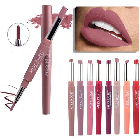 14 Color Double-end Lip Makeup Lipstick Pencil Waterproof Long Lasting Tint Sexy Red Lip Stick Beauty Matte Liner Pen Lipstick