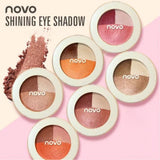 NOVO Brand Shimmer Eyeshadow Makeup Baking Long Lating 3 Color Eye Shadow Palette Waterproof Dry Wet Amphibious Cosmetic