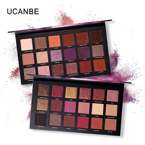 UCANBE Brand 18 Colors Eyeshadow Palette Makeup Rose Gold Matte Shimmer Glitter Eye Shadow Powder Pigmentded Smoky Nude Cosmetic