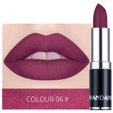 HANDAIYAN 12 Colors Matte Lipstick Tubes Waterproof Long Lasting Sexy Purple Lipstick Pigments Makeup Never Fade Away TSLM2