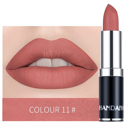 HANDAIYAN 12 Colors Matte Lipstick Tubes Waterproof Long Lasting Sexy Purple Lipstick Pigments Makeup Never Fade Away TSLM2