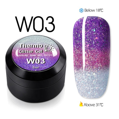 GDCOCO Temperature Change Glitter Color Gel Polish Cool Thermal Magic Effect Nail Varnish Gel Soak off UV LED Gel Lacquer