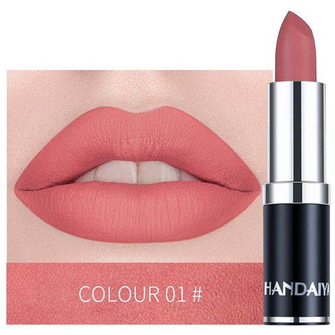 HANDAIYAN Sexy Matte Lipstick Makeup Silver 12 Color Nude Long Lasting Pigment Waterproof Nutritious Velvet Lips Stick TSLM1