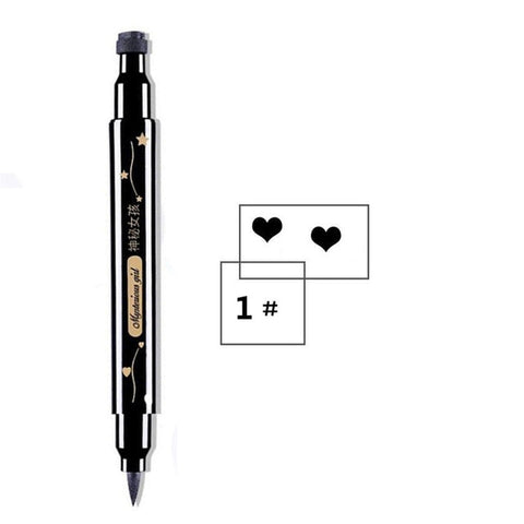 1pcs Double Head Waterproof Liquid Eyeliner Moon Star Heart Shapes Tattoo Stamp Quick To Dry Eye Liner Pencil Makeup Tool