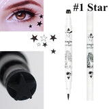 1pcs Double Head Waterproof Liquid Eyeliner Moon Star Heart Shapes Tattoo Stamp Quick To Dry Eye Liner Pencil Makeup Tool