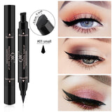 2 In 1 Eyeliner Stamp Cat Eyes Liquid Eye Liner Pencil Makeup Stamps Seal Pen Big Stamp Black Waterproof Quick Dry Eyeliners Kit