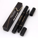 2 In 1 Eyeliner Stamp Cat Eyes Liquid Eye Liner Pencil Makeup Stamps Seal Pen Big Stamp Black Waterproof Quick Dry Eyeliners Kit