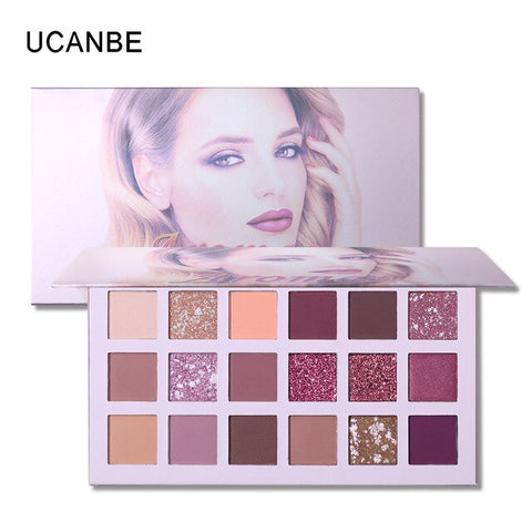 UCANBE Brand Matte Shinny Eyeshadow Eye Liner Eyebrow Makeup Palette Waterproof Glitter  Eye Shadow Pigment 18 Colors TSLM1