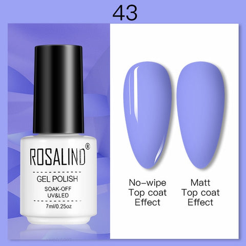 ROSALIND 7ML Nail Polish Gel Varnishes Hybrid Semi Permanent Nail Art Designed UV Nail  Manicure Top Base Coat gel polish