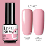 LILYCUTE 7ml Nail Gel Polish Semi Permanent Gel Varnish Base Top Coat UV LED Gel Varnish Soak Off Nail Art Gel Nail Polish