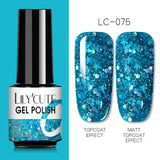 LILYCUTE 7ml Nail Gel Polish Semi Permanent Gel Varnish Base Top Coat UV LED Gel Varnish Soak Off Nail Art Gel Nail Polish