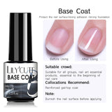 LILYCUTE 7ml Nail Gel Polish Semi Permanent Gel Varnish Base Top Coat UV LED Gel Varnish Soak Off Nail Art Gel Nail Polish