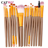 Catwo Makeup Brushes Set Eye Shadow Foundation Powder Eyeliner Eyelash Lip Make Up Brush Cosmetic Beauty Tool Kit Hot 15Pcs