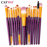 Catwo Makeup Brushes Set Eye Shadow Foundation Powder Eyeliner Eyelash Lip Make Up Brush Cosmetic Beauty Tool Kit Hot 15Pcs