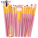 Catwo Makeup Brushes Set Eye Shadow Foundation Powder Eyeliner Eyelash Lip Make Up Brush Cosmetic Beauty Tool Kit Hot 15Pcs