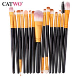 Catwo Makeup Brushes Set Eye Shadow Foundation Powder Eyeliner Eyelash Lip Make Up Brush Cosmetic Beauty Tool Kit Hot 15Pcs