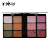 meis Brand Professional Eye Shadow Palette Makeup 12 Colors Eyeshadow pallete Glitter Shimmer and Shine Diamond Eyeshadow Powder