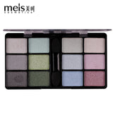 meis Brand Professional Eye Shadow Palette Makeup 12 Colors Eyeshadow pallete Glitter Shimmer and Shine Diamond Eyeshadow Powder