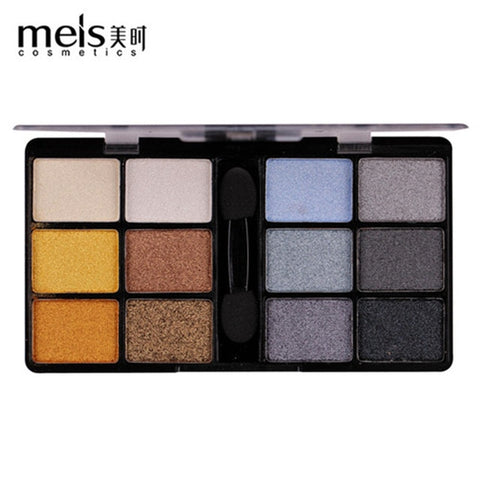 meis Brand Professional Eye Shadow Palette Makeup 12 Colors Eyeshadow pallete Glitter Shimmer and Shine Diamond Eyeshadow Powder