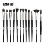 MAANGE Pro 12 PCS Makeup Brushes Set Eye Shadow Blending Eyeliner Eyelash Eyebrow Brushes Synthetic Hair Makeup Brush Kit