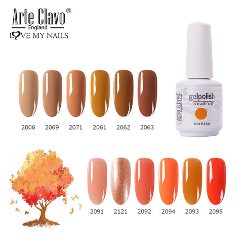 Arte Clavo 15ml Nails Autumn Fall Winter Orange Series New Color Nail Gel Polish UV LED Varnish Nail Art Lacquer Manicure Tools