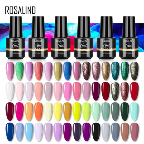 ROSALIND Gel Nail Polish7ML Varnishes Hybrid Semi Permanent Nail Polish Soak Off UV Gel for Nail Art Beauty Gel Lacquer