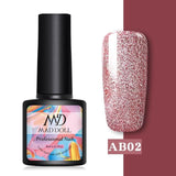 MAD DOLL 8ml UV Gel Nail Polish Rose Gold Glitter Sequins Soak Off UV Gel Varnish Color Nail Gel Polish DIY Nail Art varnish