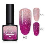 LEMOOC 8ml Gel Polish Thermal Temperature Change Color Nail Gel Varnish Glitter Sequins Soak Off UV Chameleon Lacquers