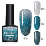 LEMOOC 8ml Gel Polish Thermal Temperature Change Color Nail Gel Varnish Glitter Sequins Soak Off UV Chameleon Lacquers