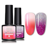 LEMOOC 8ml Gel Polish Thermal Temperature Change Color Nail Gel Varnish Glitter Sequins Soak Off UV Chameleon Lacquers