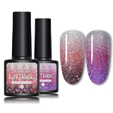 LEMOOC 8ml Gel Polish Thermal Temperature Change Color Nail Gel Varnish Glitter Sequins Soak Off UV Chameleon Lacquers