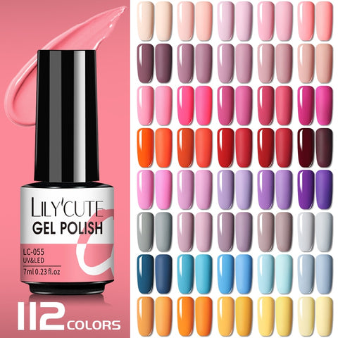 LILYCUTE 7ml Nail Gel Polish Semi Permanent Gel Varnish Base Top Coat UV LED Gel Varnish Soak Off Nail Art Gel Nail Polish