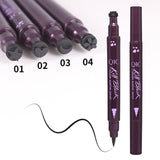 2-in-1 Stamp Seal Black Eyeliner Double-Headed Star Heart Stamp Waterproof Lasting Cosmetic Liquid Eye Liner Pen Eye Makeup TSLM