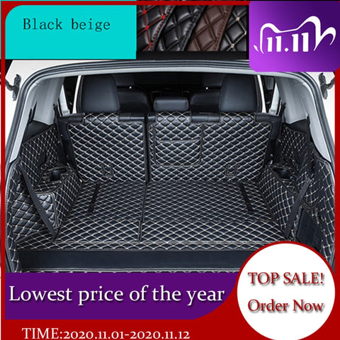 Leather Car Trunk Mat Cargo Liner for Toyota Highlander 7 seats 2014 -2019 waterproof durable boot carpets cargo