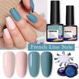 LEMOOC Nail Polish Gel French Line Style DIY Design Soak Off Semi Permanant Varnishes Mirror Powder Accessories Nail Lacquers