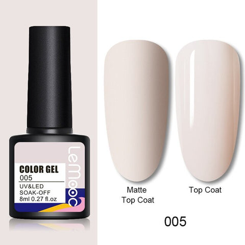 LEMOOC 8ml Nail Gel Polish 136 Colors Soak Off Semi Permanent For Matte Base Coat Hybrid Nail Art Gel Varnish Varnishes