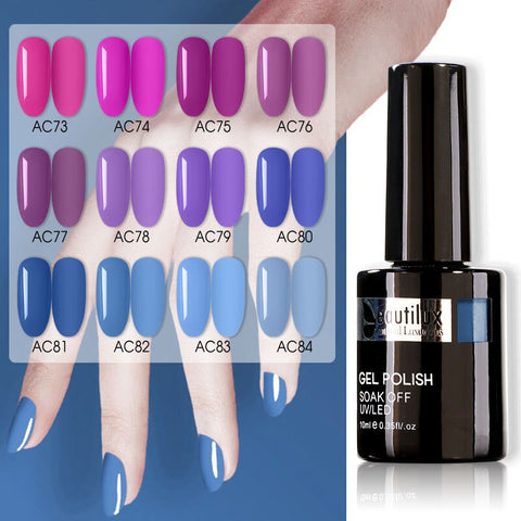 Beautilux Gel Nail Polish Morandi Dull Dark Purple Blue Color Nails Gel Varnish Semi Permanent UV LED Gels Lacquer AC73-84 10ml