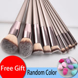 Wooden Champagne Makeup Brushes Set for Foundation Powder Blush Eyeshadow Concealer Lip Eye Make Up Brush Luxury Cosmetics Tools