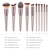 Wooden Champagne Makeup Brushes Set for Foundation Powder Blush Eyeshadow Concealer Lip Eye Make Up Brush Luxury Cosmetics Tools