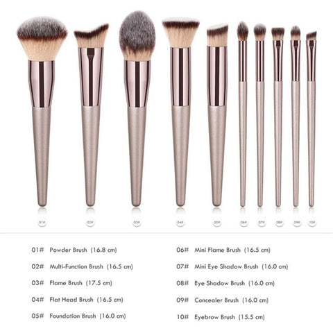 Wooden Champagne Makeup Brushes Set for Foundation Powder Blush Eyeshadow Concealer Lip Eye Make Up Brush Luxury Cosmetics Tools