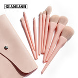 10pcs Natural Hair Candy Colorful Makeup Brushes with Bag Foundation Powder Blush Eyeshadow Eyebrow Blending Brush Set