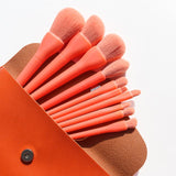 10pcs Natural Hair Candy Colorful Makeup Brushes with Bag Foundation Powder Blush Eyeshadow Eyebrow Blending Brush Set