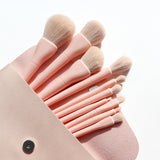 10pcs Natural Hair Candy Colorful Makeup Brushes with Bag Foundation Powder Blush Eyeshadow Eyebrow Blending Brush Set