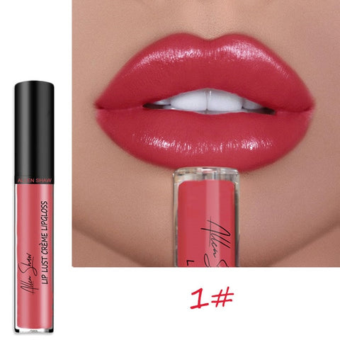 Nude Glitter Shimmer Lipstick Waterproof Long Lasting Moist Lip Gloss  Colorful Lipgloss Sexy Women Glitter Liquid Makeup