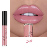 Nude Glitter Shimmer Lipstick Waterproof Long Lasting Moist Lip Gloss  Colorful Lipgloss Sexy Women Glitter Liquid Makeup